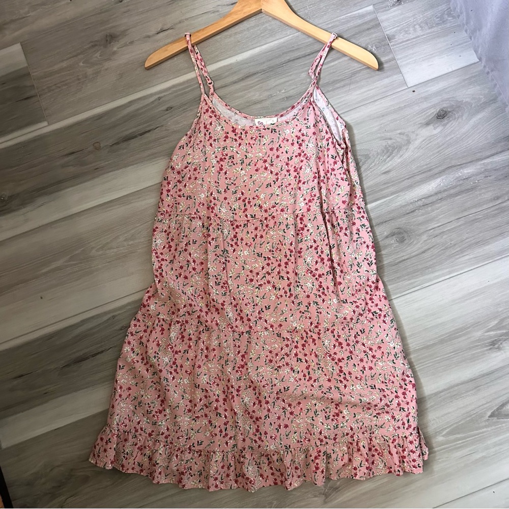 SO Floral Pink Sleeveless Boho Dress